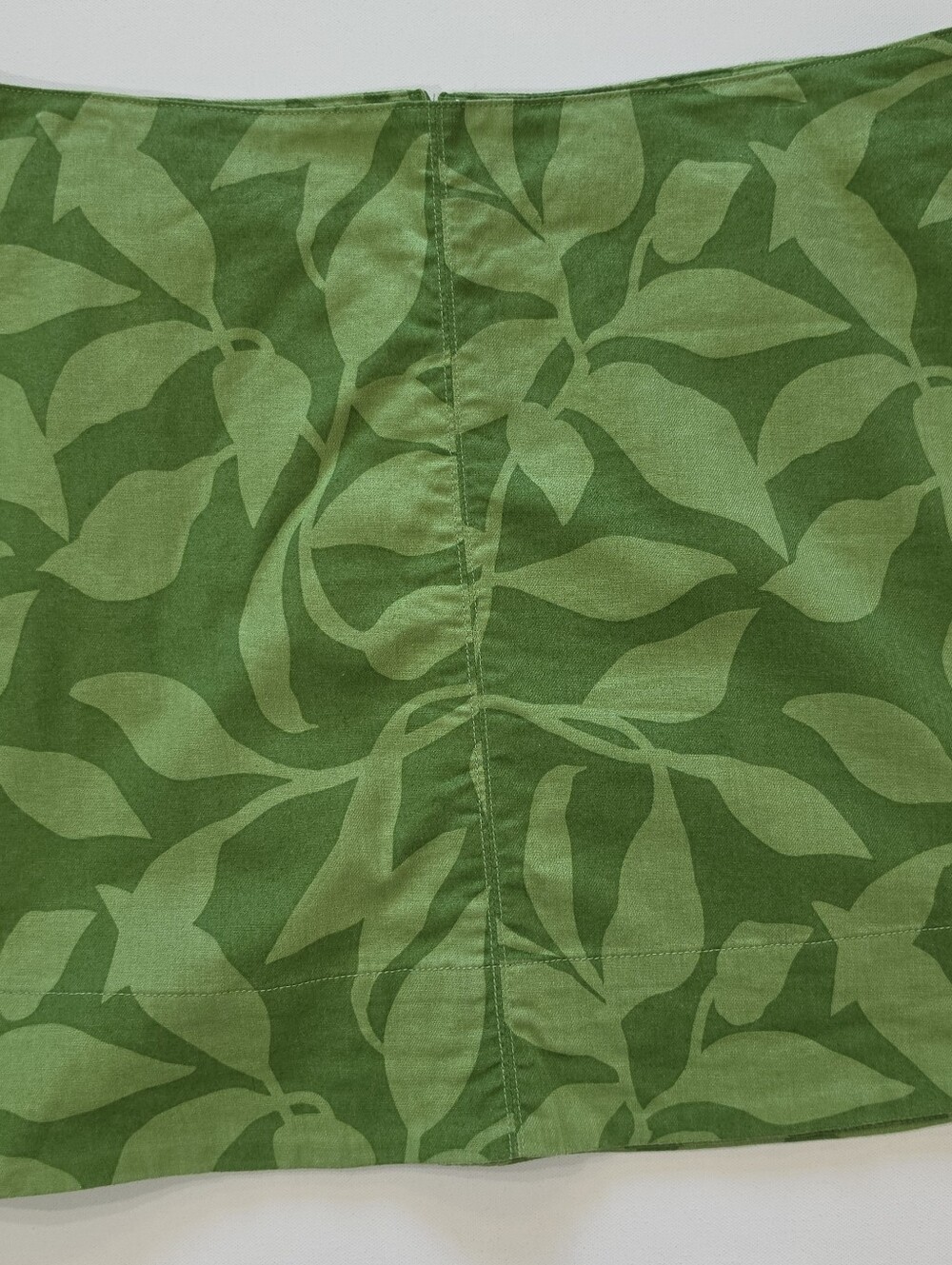 Talbots Linen Blend Mini Skirt Womens Sz 16 Green Leaf Print Tropical Resortwear